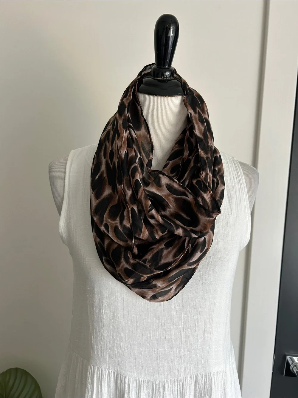Brown Leopard Print Lightweight Infinity Scarf - Unbranded
